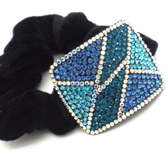 Blue Austrian Crystal Hair Pony tail Holder - Picture 2 of 3